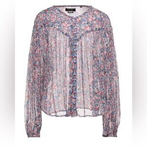 Isabel Marant Floral Silk Blouse - Pink and Blue